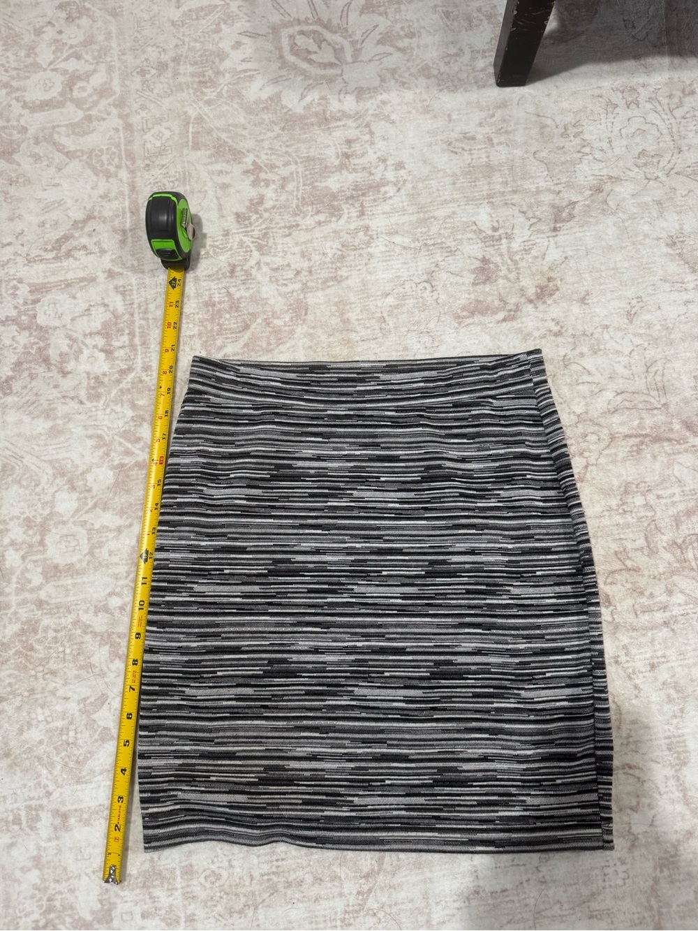 LOFT Black and Gray Striped Knit Pencil Skirt